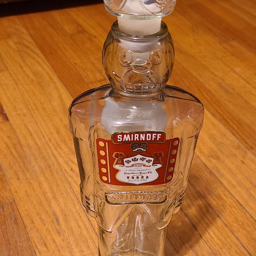 Smirnoff Nutcracker Empty Glass Bottle, 1977